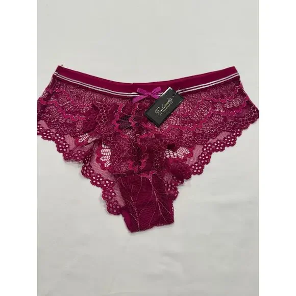 NEW Frederick's of Hollywood Caroline Lace Panty Size S Fuchsia Pink NWT - Picture 2 of 7